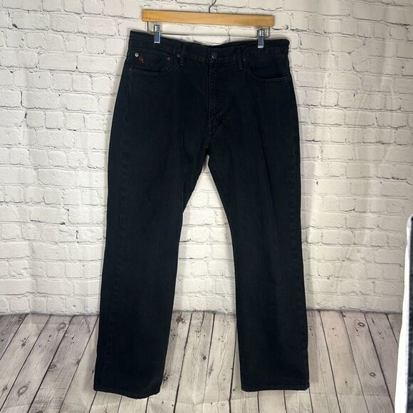 Polo Ralph Lauren Mens Classic 867 Black Jeans size 35 x 30 100% Cotton - Picture 1 of 10